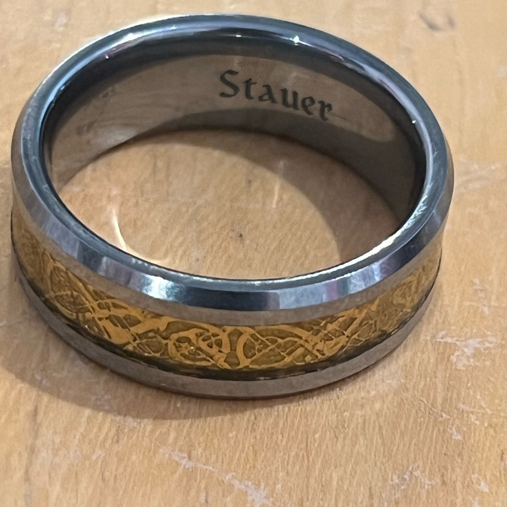 STAUER MENS RING , meteorite tungsten sz 11.5, signed